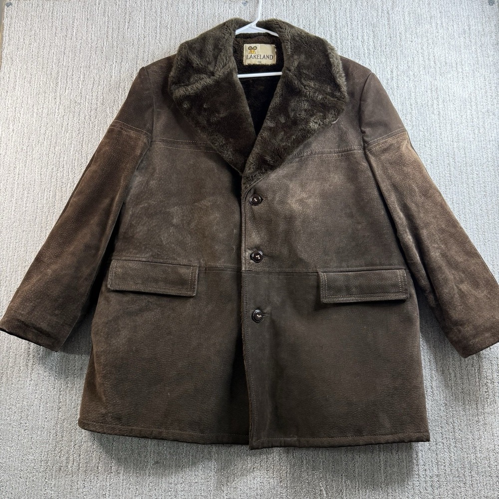 Lakeland Brown Shearling-Trim Suede Coat